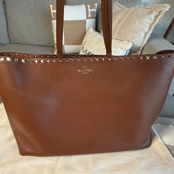 Valentino Rockstud Cognac Tote - Picture 1 of 8